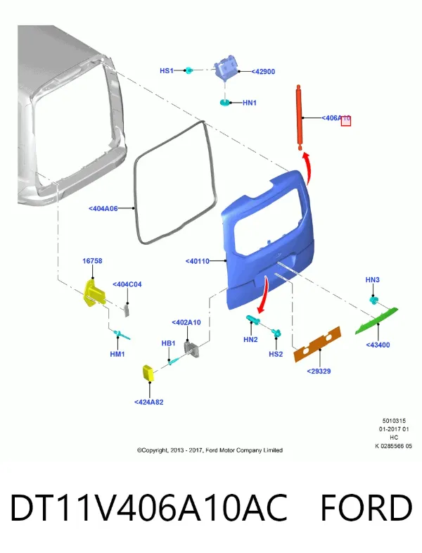 Амортизатор багажника DT11V406A10AC Ford
