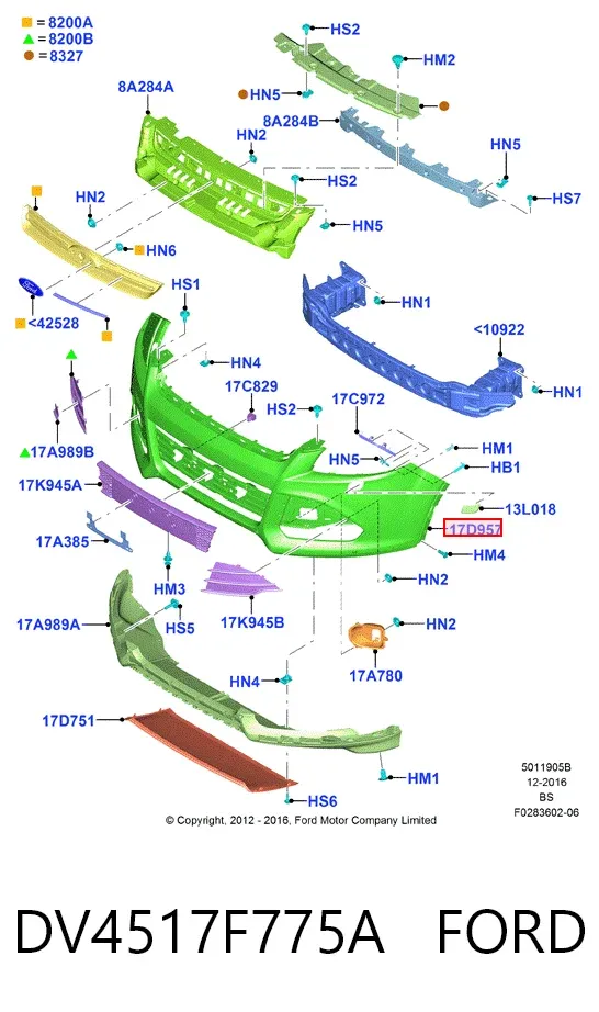 Передній бампер DV4517F775A Ford