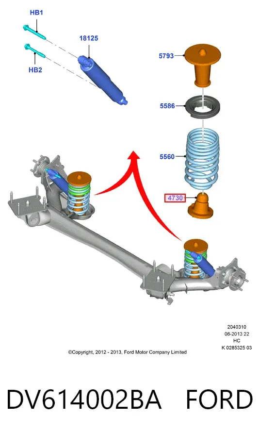Відбійник пружини задньої DV614002BA Ford