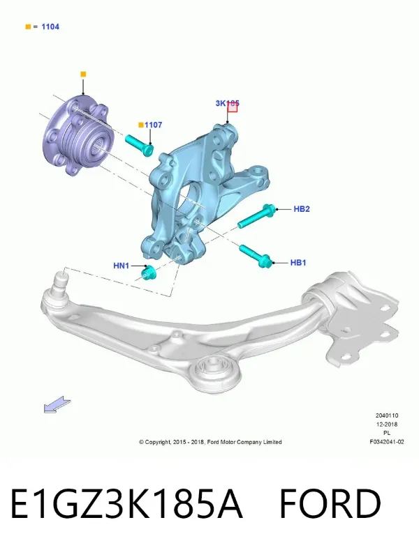 Цапфа - поворотний кулак передній, правий E1GZ3K185A Ford