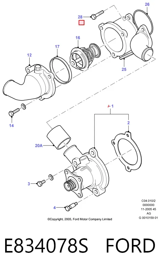 Прокладка термостата E834078S Ford