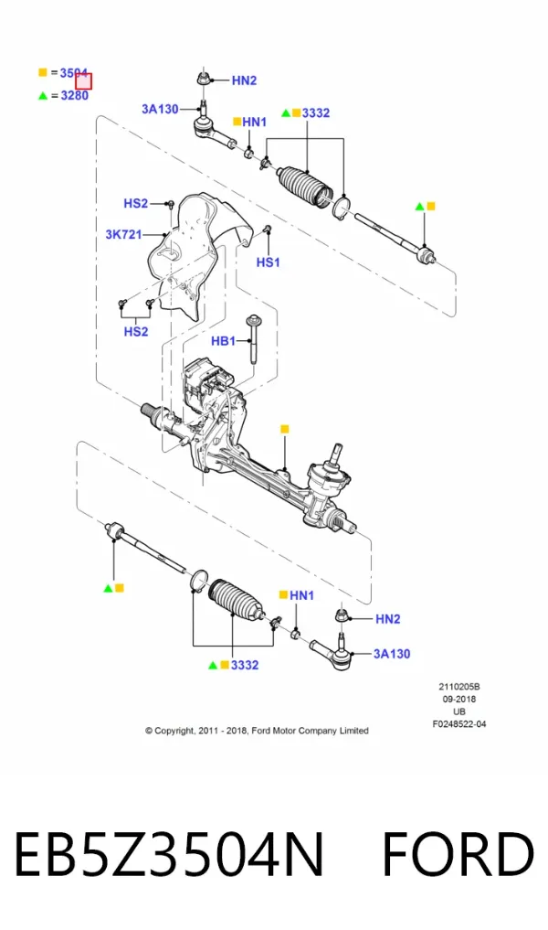 Рульова рейка EB5Z3504N Ford