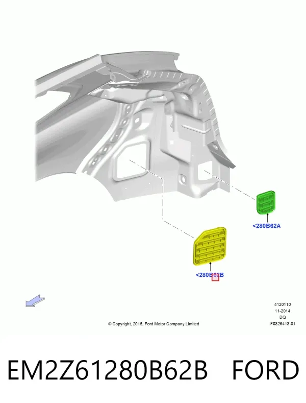 Решітка задня вентиляції салону, права EM2Z61280B62B Ford