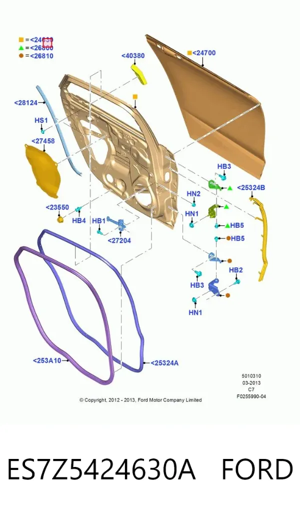 Двері задні, праві ES7Z5424630A Ford