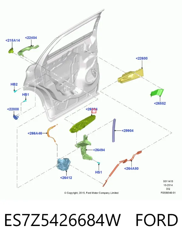 Тримач зовнішньої ручки дверей, передньої правої ES7Z5426684W Ford