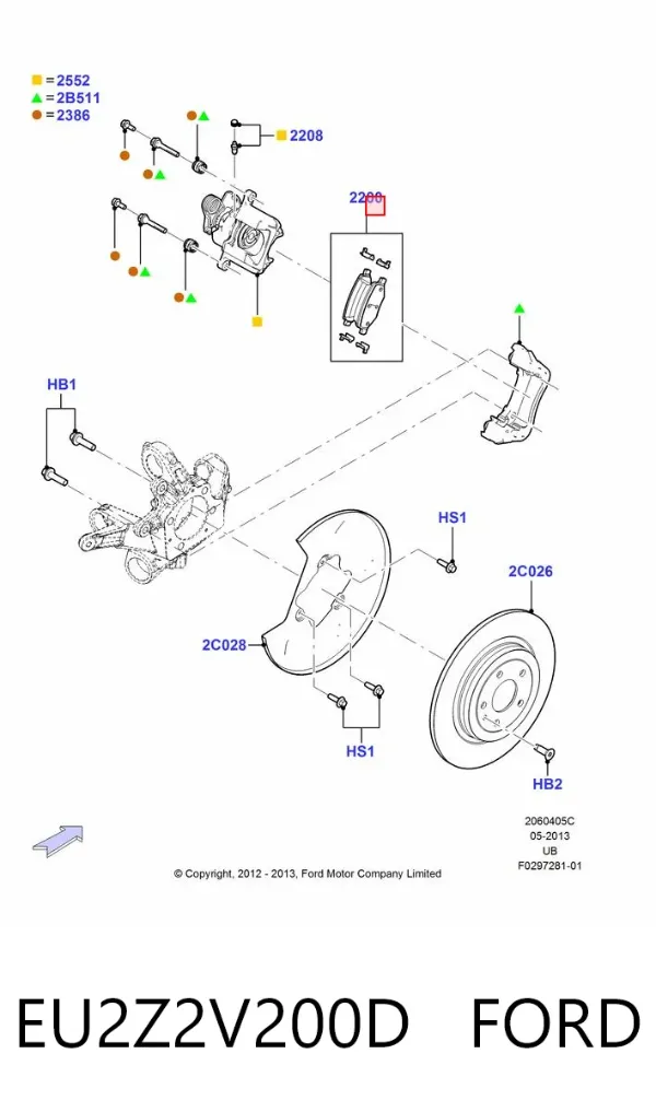 Задні гальмівні колодки EU2Z2V200D Ford