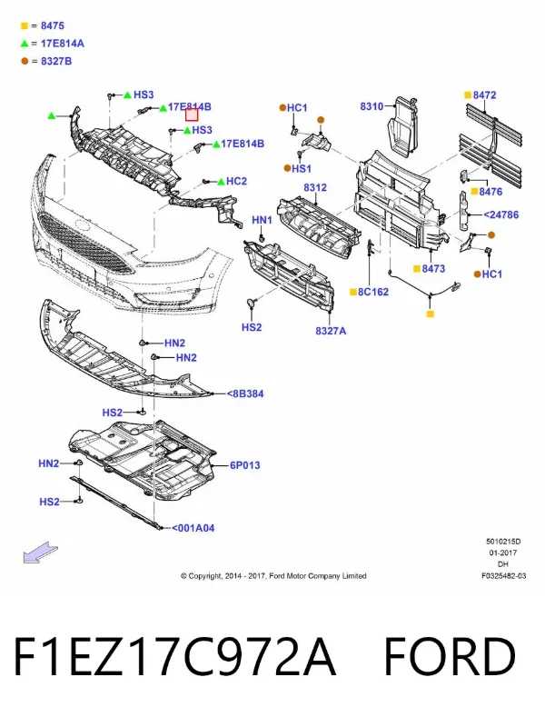 Підсилювач бампера переднього F1EZ17C972A Ford
