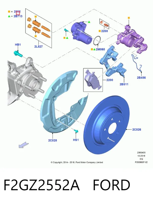 Супорт задній правий F2GZ2552A Ford