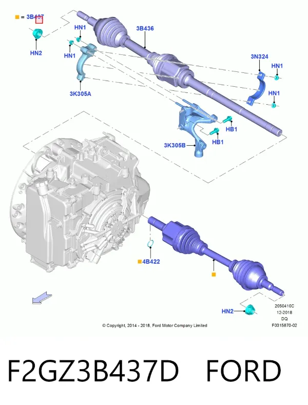 Ліва піввісь F2GZ3B437D Ford