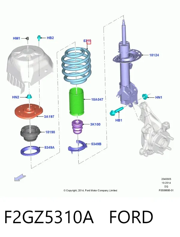 Пружина передня F2GZ5310A Ford