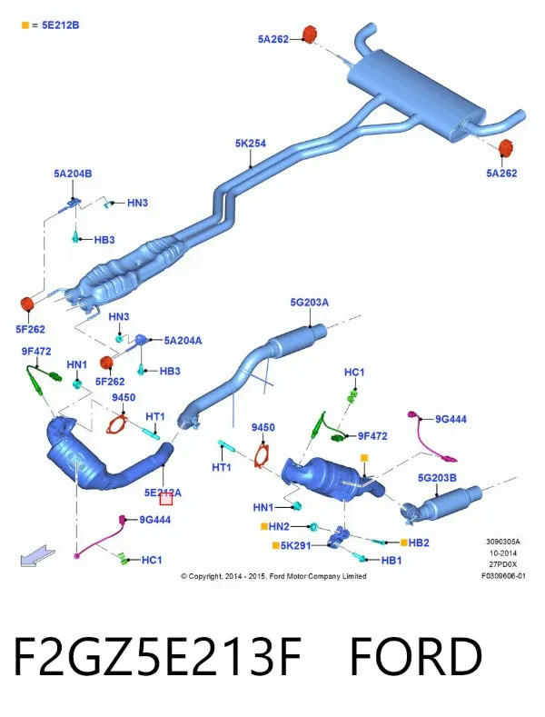 Конвертор-каталізатор, лівий F2GZ5E213F Ford