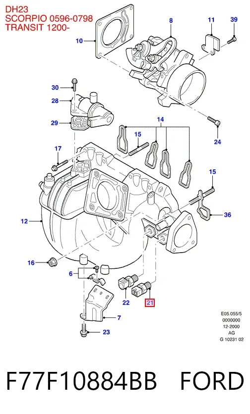 Датчик температури охолоджуючої рідини F77F10884BB Ford