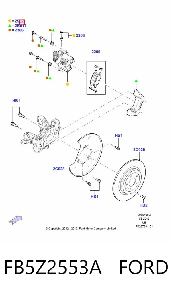 Супорт задній лівий FB5Z2553A Ford