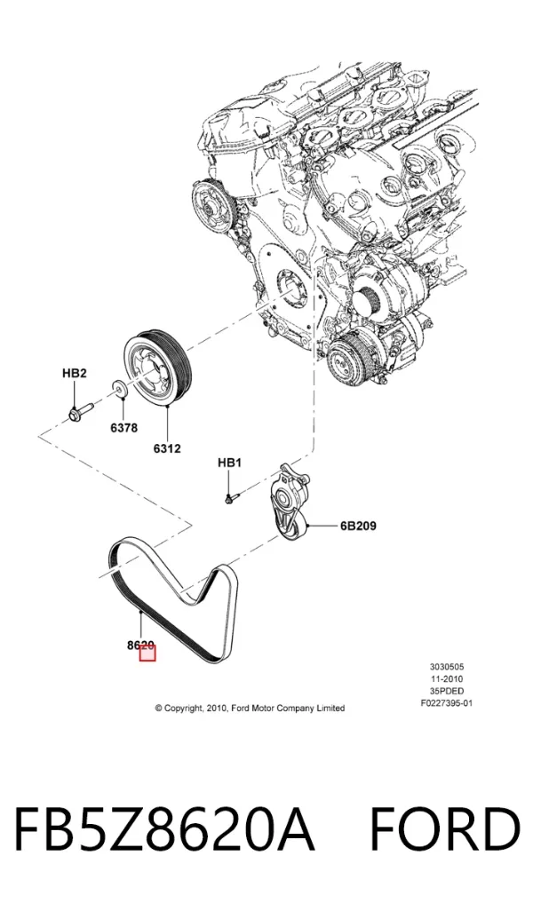 Ремінь генератора FB5Z8620A Ford