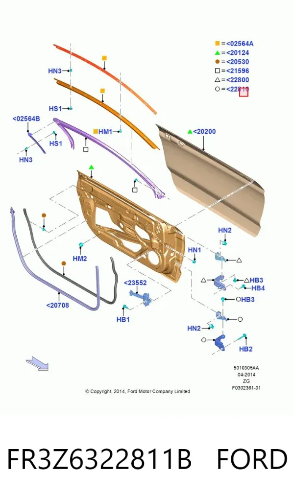 Петля передніх дверей, лівої FR3Z6322811B Ford