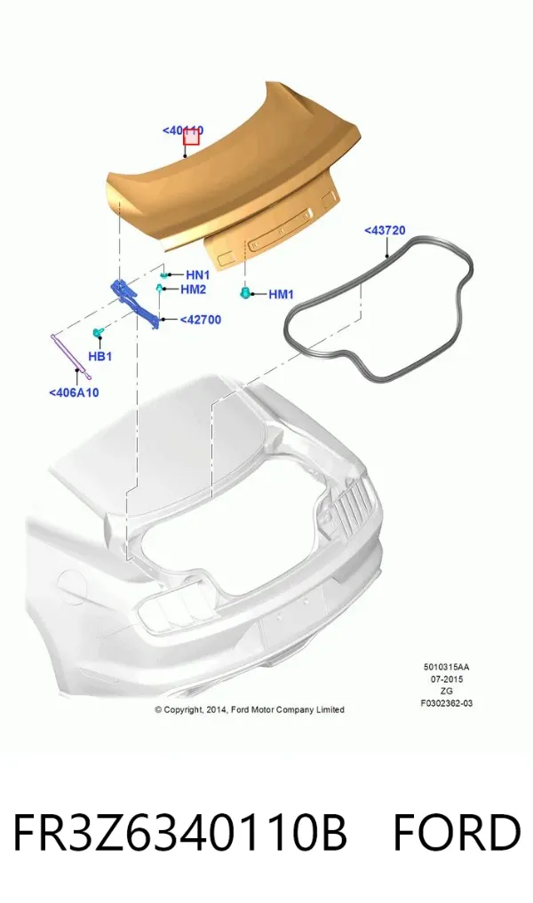 Кришка багажника FR3Z6340110B Ford