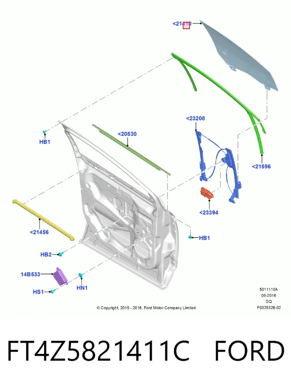 Скло передніх дверей, лівою FT4Z5821411C Ford