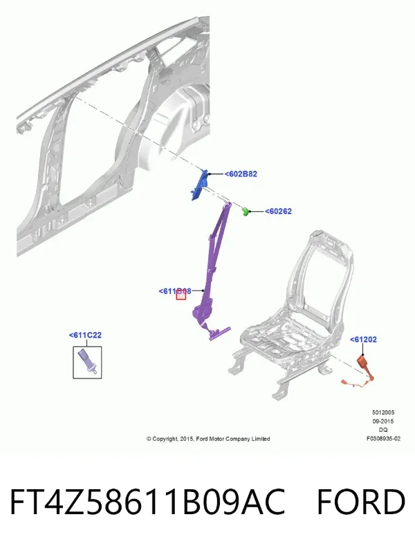 Пасок безпеки передній лівий FT4Z58611B09AC Ford