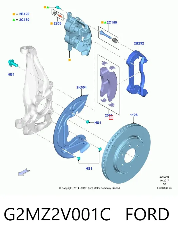 Передні тормозні колодки G2MZ2V001C Ford