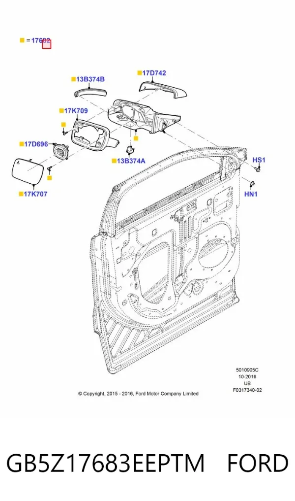 Ліве бокове дзеркало Ford Explorer U5