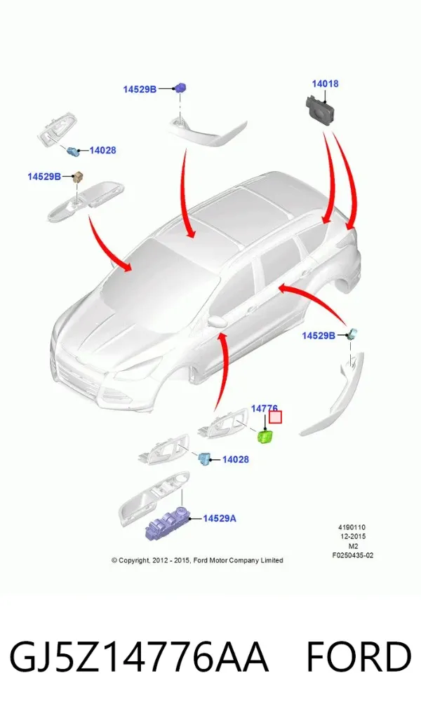 Кнопка блокування дверей GJ5Z14776AA Ford