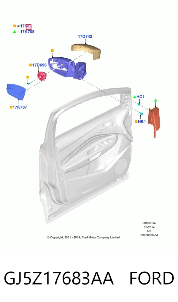 Ліве бокове дзеркало GJ5Z17683AA Ford