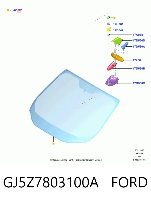 Лобове скло GJ5Z7803100A Ford
