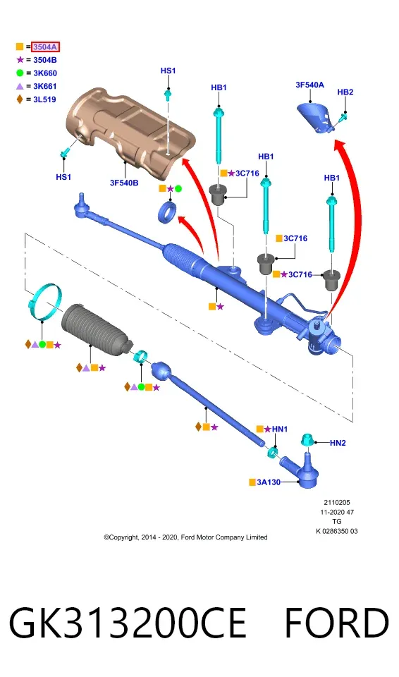 Рульова рейка GK313200CE Ford