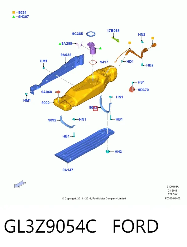 Кронштейн баку паливного GL3Z9054C Ford