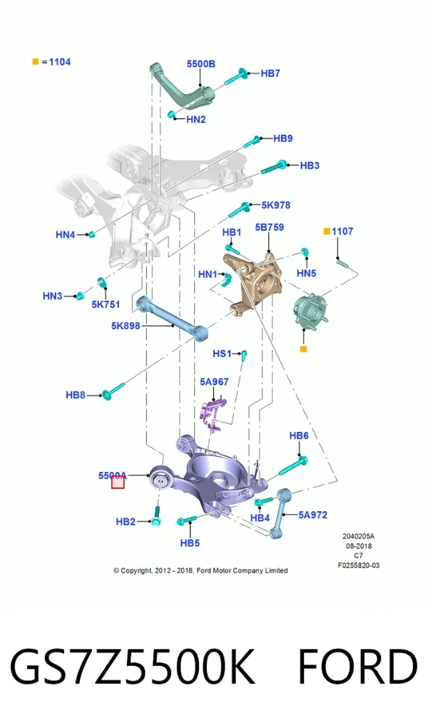 Важіль задньої підвіски нижній, правий GS7Z5500K Ford