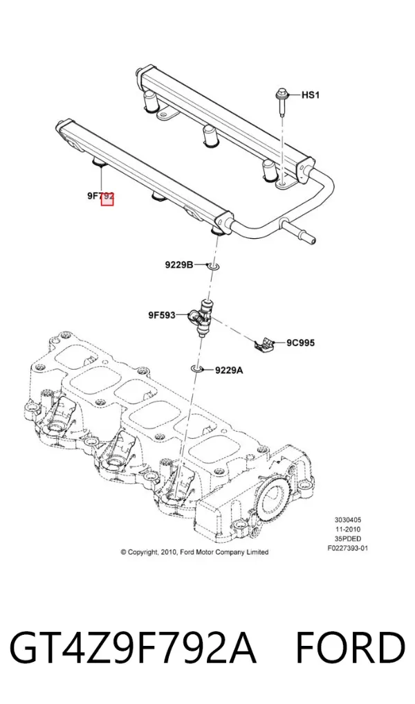Розподільник палива GT4Z9F792A Ford