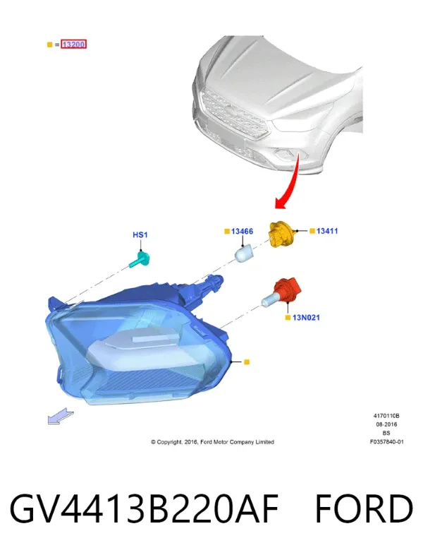 Фара протитуманна, права GV4413B220AF Ford