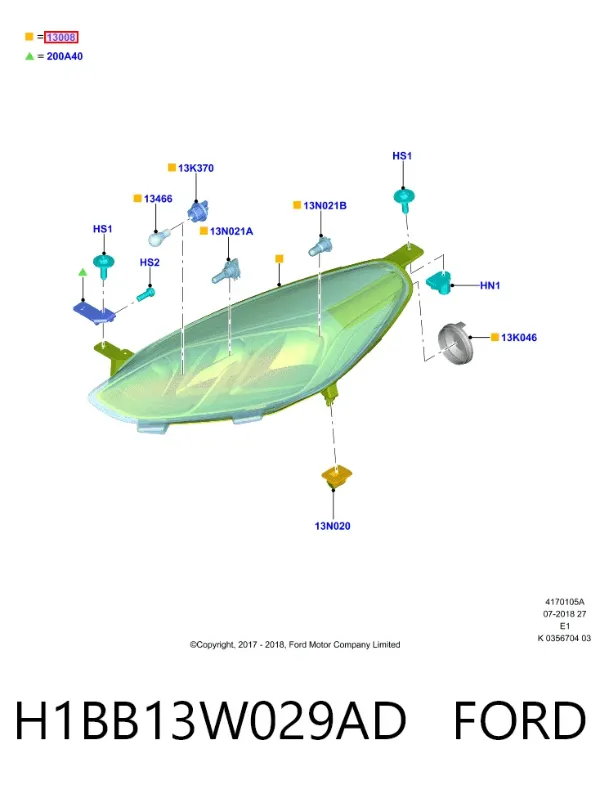 Фара права H1BB13W029AD Ford