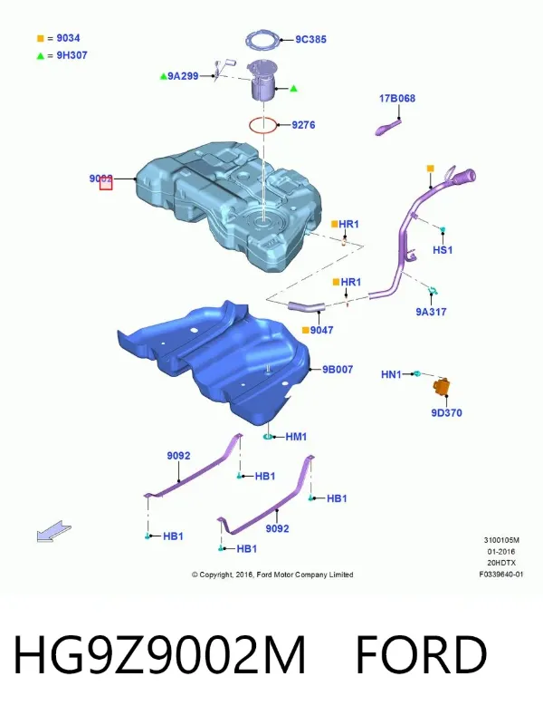 Паливний бак HG9Z9002M Ford