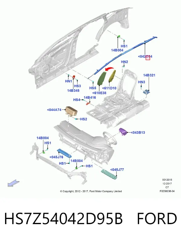 Подушка безпеки, збоку, ліва, AIRBAG HS7Z54042D95B Ford