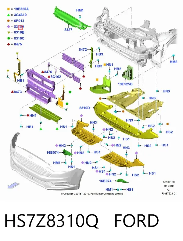 Захист бампера переднього, лівий HS7Z8310Q Ford