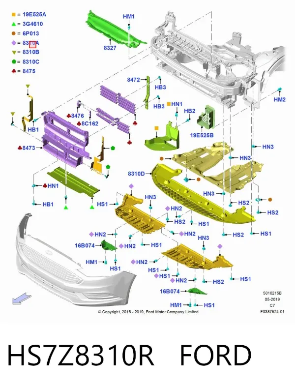 Захист бампера переднього, правий HS7Z8310R Ford