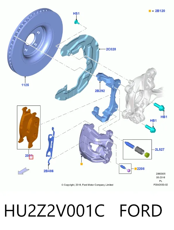 Передні тормозні колодки HU2Z2V001C Ford