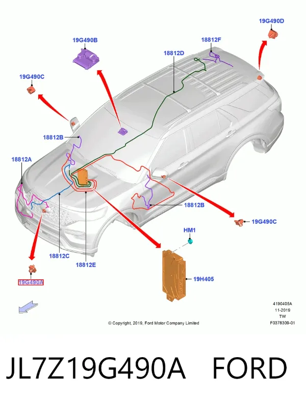 Камера системи забезпечення видимості JL7Z19G490A Ford