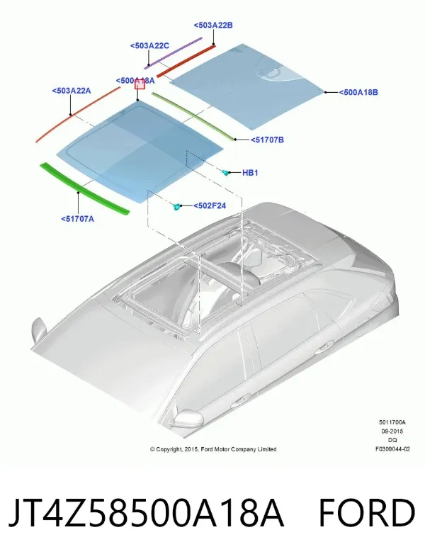 Скло люка даху JT4Z58500A18A Ford
