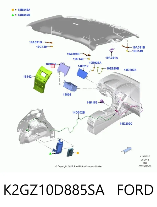 Дисплей багатофункціональний K2GZ10D885SA Ford