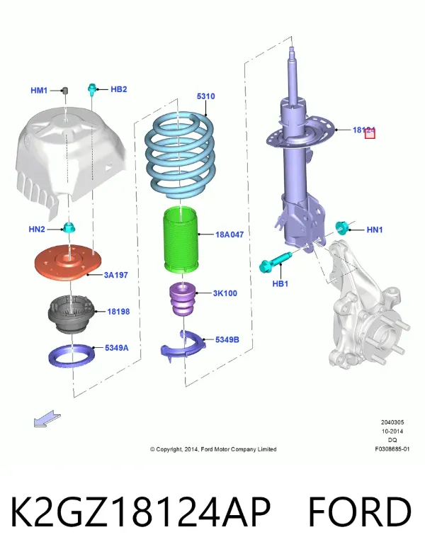 Амортизатор передній, правий K2GZ18124AP Ford