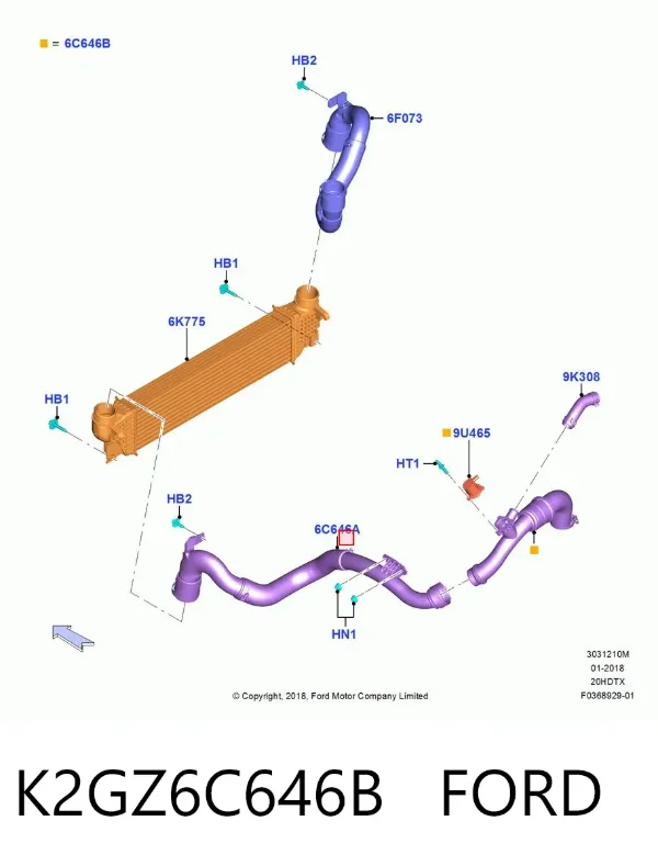 Шланг/патрубок интеркуллера K2GZ6C646B Ford