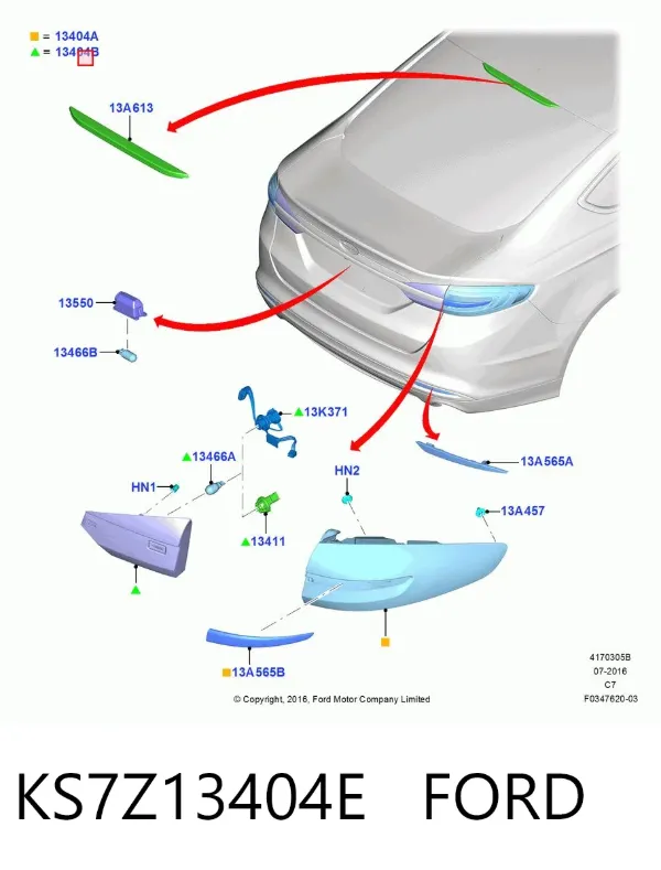 Ліхтар задній правий, внутрішній KS7Z13404E Ford