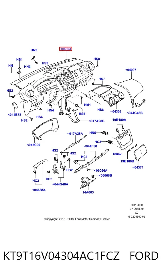 Панель приладів торпеди KT9T16V04304AC1FCZ Ford