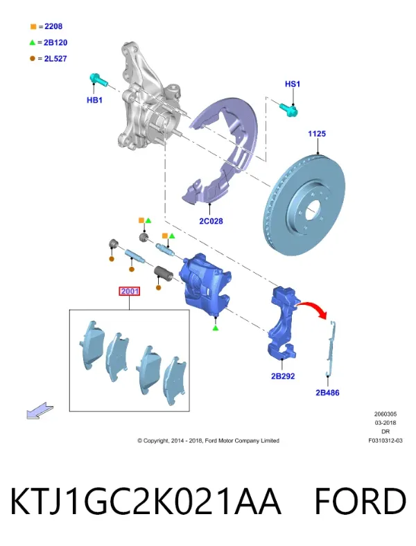 Передні тормозні колодки KTJ1GC2K021AA Ford