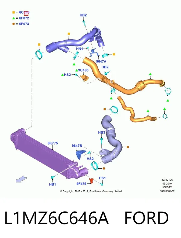 Шланг/патрубок интеркуллера L1MZ6C646A Ford