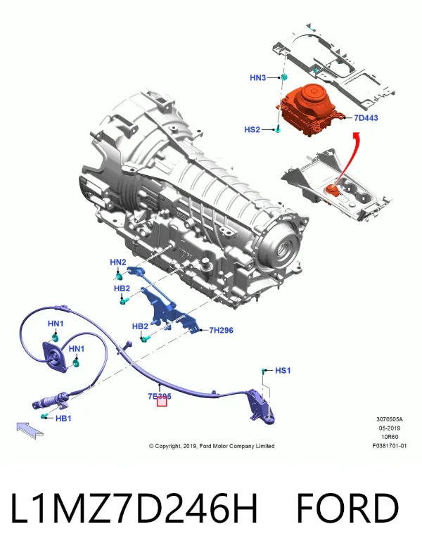 Трос перемикання передач, селектора L1MZ7D246H Ford