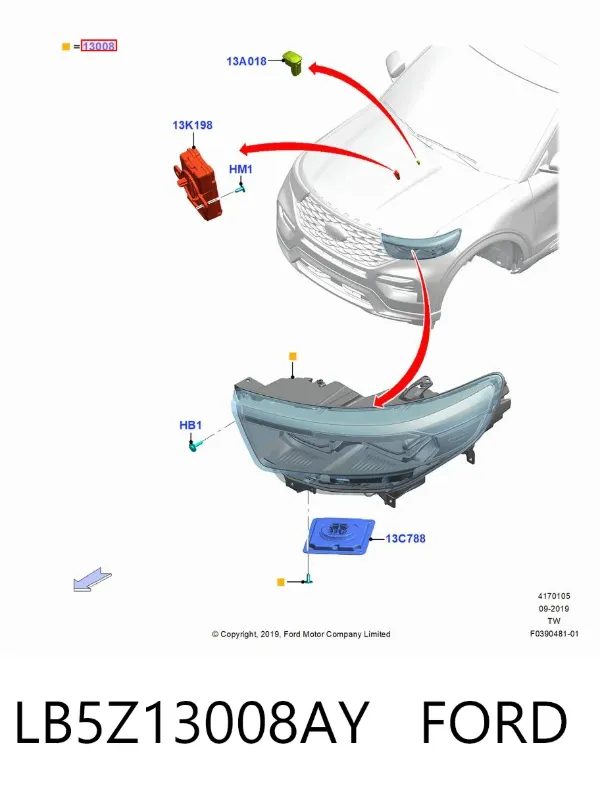 Фара ліва LB5Z13008AY Ford