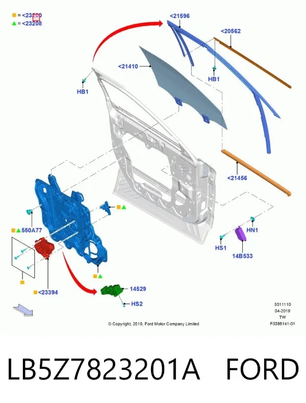 Механізм склопідіймача двері передньої, правої LB5Z7823201A Ford